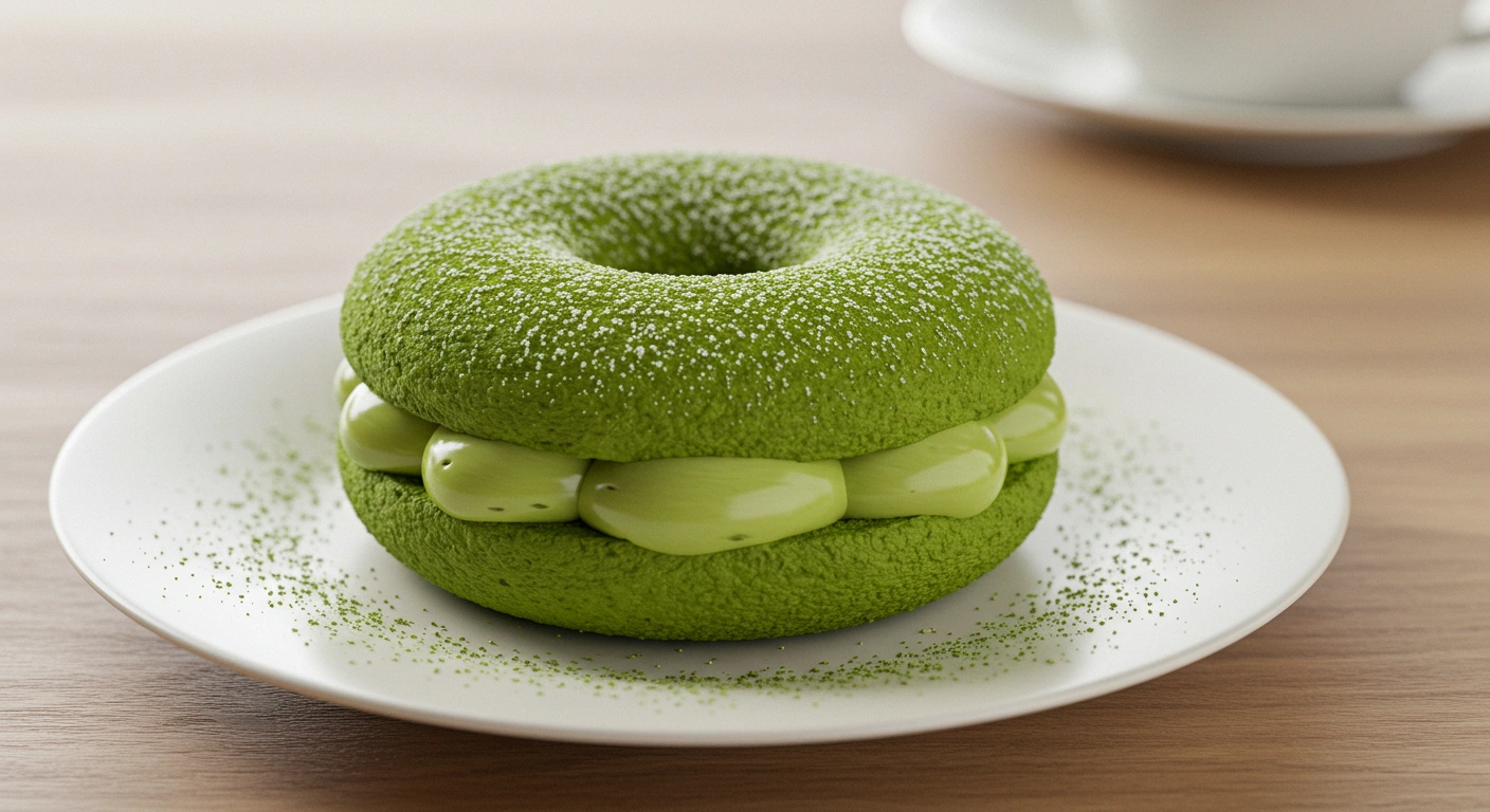 Fluffy Donuts with Velvety Matcha Cream - secondary view